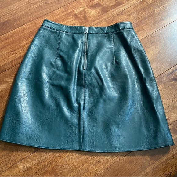 Zara Hunter Green Faux Leather A-line Skirt Small - Picture 10 of 13